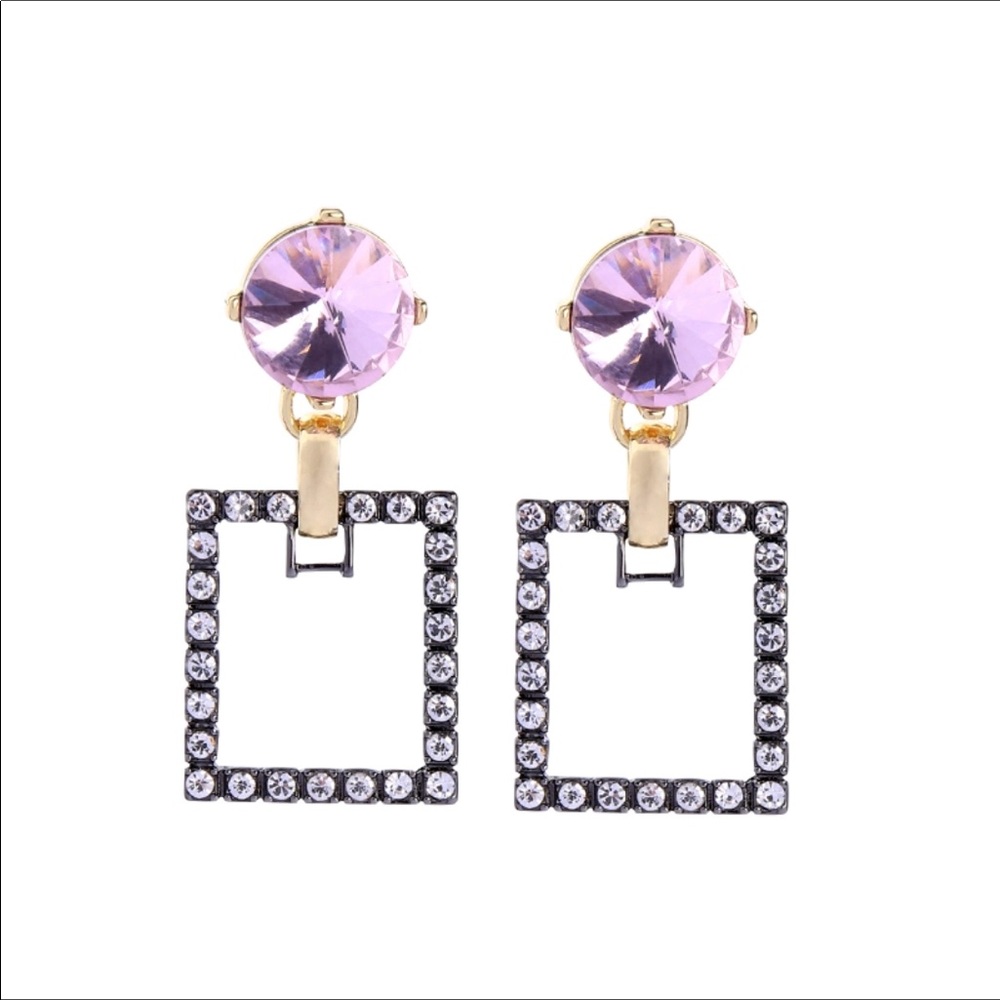 Swarovski Square Lavender Earrings New With Tags - Picture 1 of 5